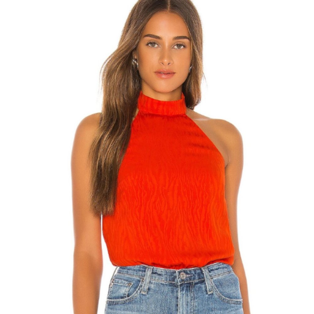 House of Harlow 1960 Orange Halter Bodysuit